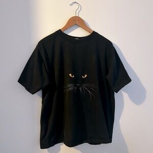 Vintage washed black cat t-shirt no size